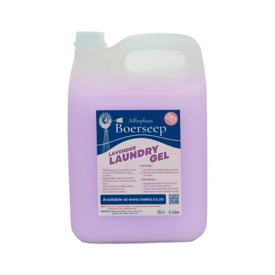 Affieplaas Boerseep Lavender Natural Laundry Gel 5 Litre — biodegradable lavender boerseep laundry gel safe for delicates and baby clothes, available at Toeka South Africa