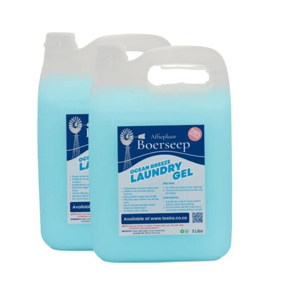 Affieplaas Boerseep Ocean Breeze Natural Laundry Gel 5 Litre twin pack — bulk buy natural boerseep laundry gel, biodegradable and septic tank friendly, available at Toeka