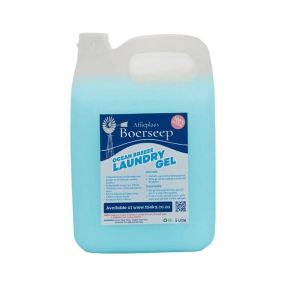 Affieplaas Boerseep Ocean Breeze Natural Laundry Gel 5 Litre — biodegradable boerseep laundry gel safe for delicates and baby clothes, available at Toeka South Africa
