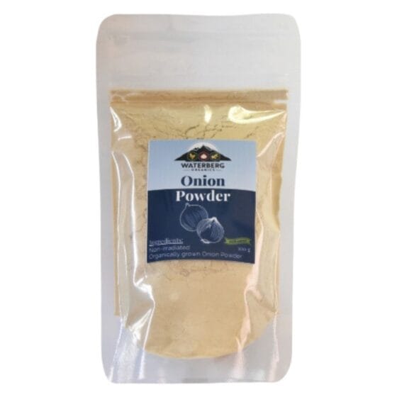 Waterberg Organics Organically Grown Onion Powder 100g — non-irradiated pure onion powder available at Toeka South Africa