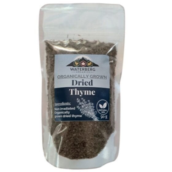 Waterberg Organics Organically Grown Dried Thyme 50g — non-irradiated pure dried thyme available at Toeka South Africa